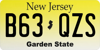 NJ license plate B63QZS