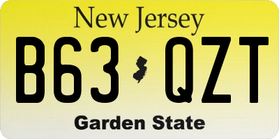 NJ license plate B63QZT
