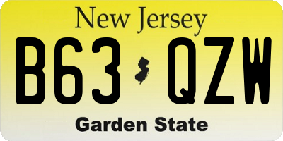 NJ license plate B63QZW