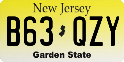 NJ license plate B63QZY