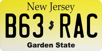 NJ license plate B63RAC