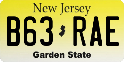 NJ license plate B63RAE