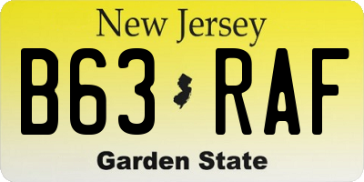 NJ license plate B63RAF