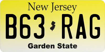 NJ license plate B63RAG