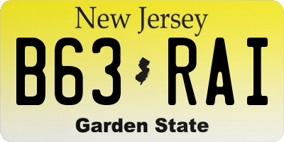 NJ license plate B63RAI