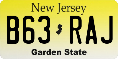 NJ license plate B63RAJ