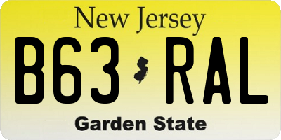 NJ license plate B63RAL