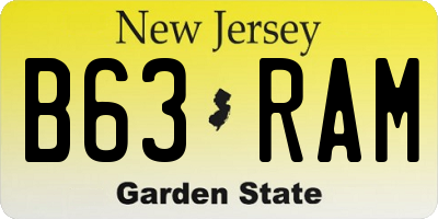 NJ license plate B63RAM