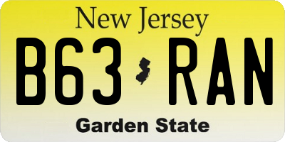 NJ license plate B63RAN