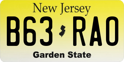 NJ license plate B63RAO