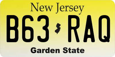 NJ license plate B63RAQ