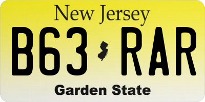 NJ license plate B63RAR