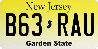 NJ license plate B63RAU