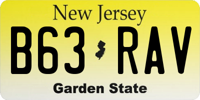 NJ license plate B63RAV