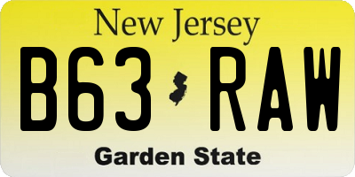 NJ license plate B63RAW