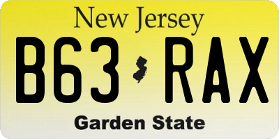 NJ license plate B63RAX