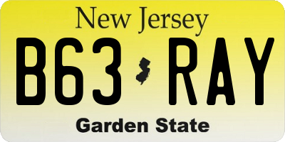 NJ license plate B63RAY