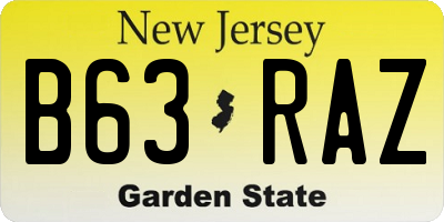 NJ license plate B63RAZ