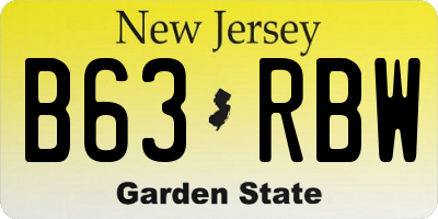 NJ license plate B63RBW