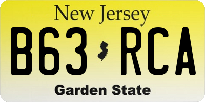 NJ license plate B63RCA