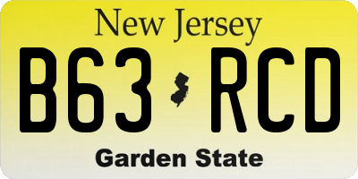 NJ license plate B63RCD