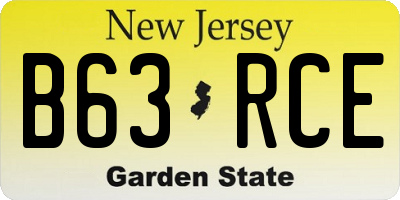 NJ license plate B63RCE