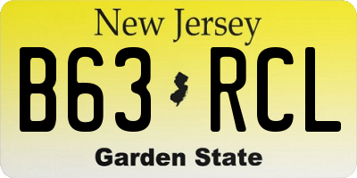 NJ license plate B63RCL