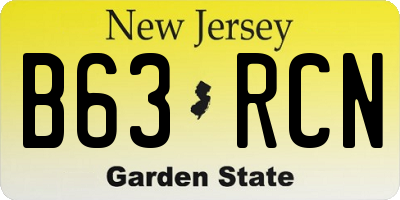 NJ license plate B63RCN