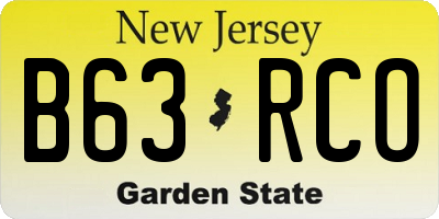 NJ license plate B63RCO