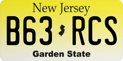 NJ license plate B63RCS