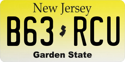 NJ license plate B63RCU
