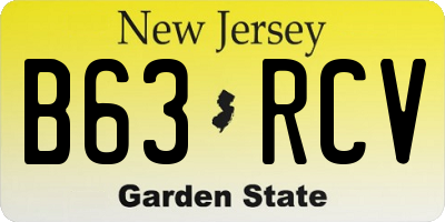 NJ license plate B63RCV