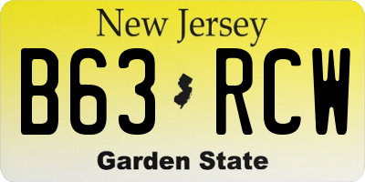 NJ license plate B63RCW