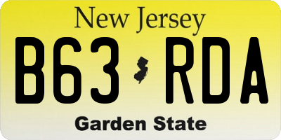 NJ license plate B63RDA