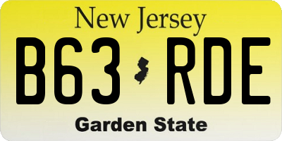 NJ license plate B63RDE