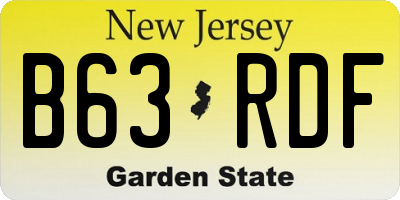 NJ license plate B63RDF