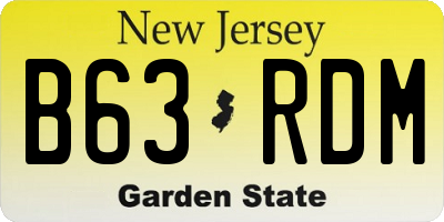 NJ license plate B63RDM