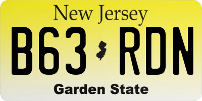 NJ license plate B63RDN
