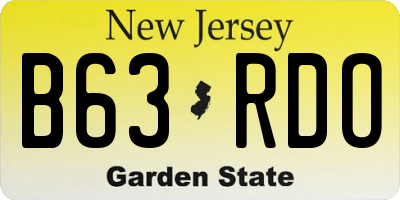 NJ license plate B63RDO