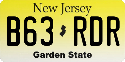 NJ license plate B63RDR