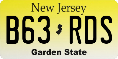 NJ license plate B63RDS