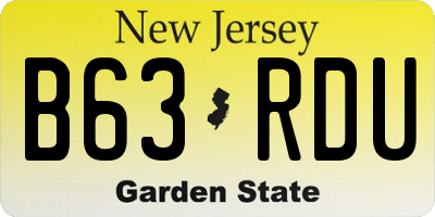 NJ license plate B63RDU