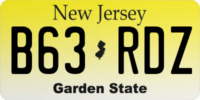 NJ license plate B63RDZ