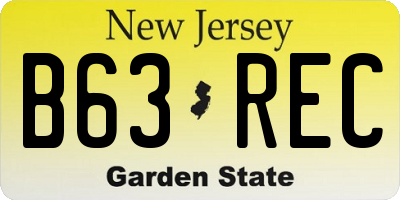 NJ license plate B63REC