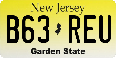 NJ license plate B63REU