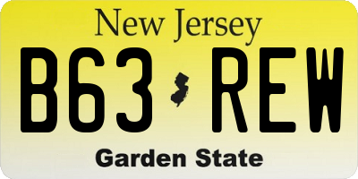 NJ license plate B63REW