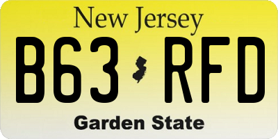 NJ license plate B63RFD
