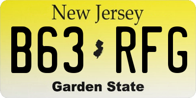 NJ license plate B63RFG