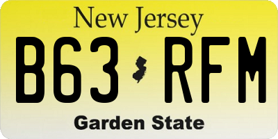 NJ license plate B63RFM