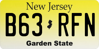 NJ license plate B63RFN